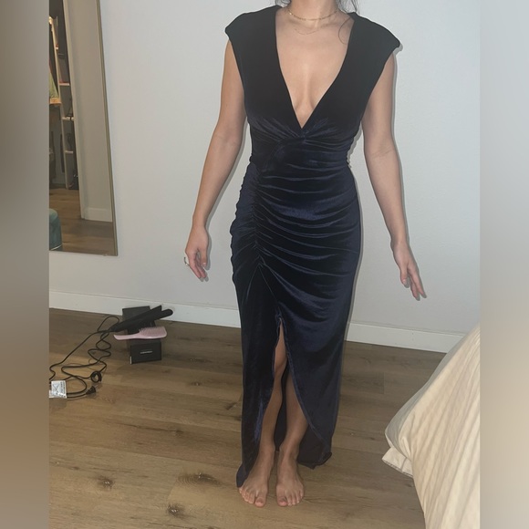 navy velvet dress - Picture 2 of 7